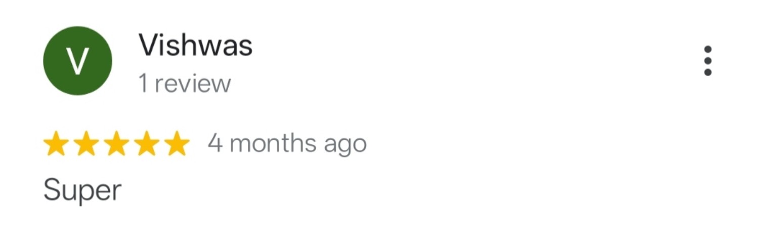 Google review by Vishwas