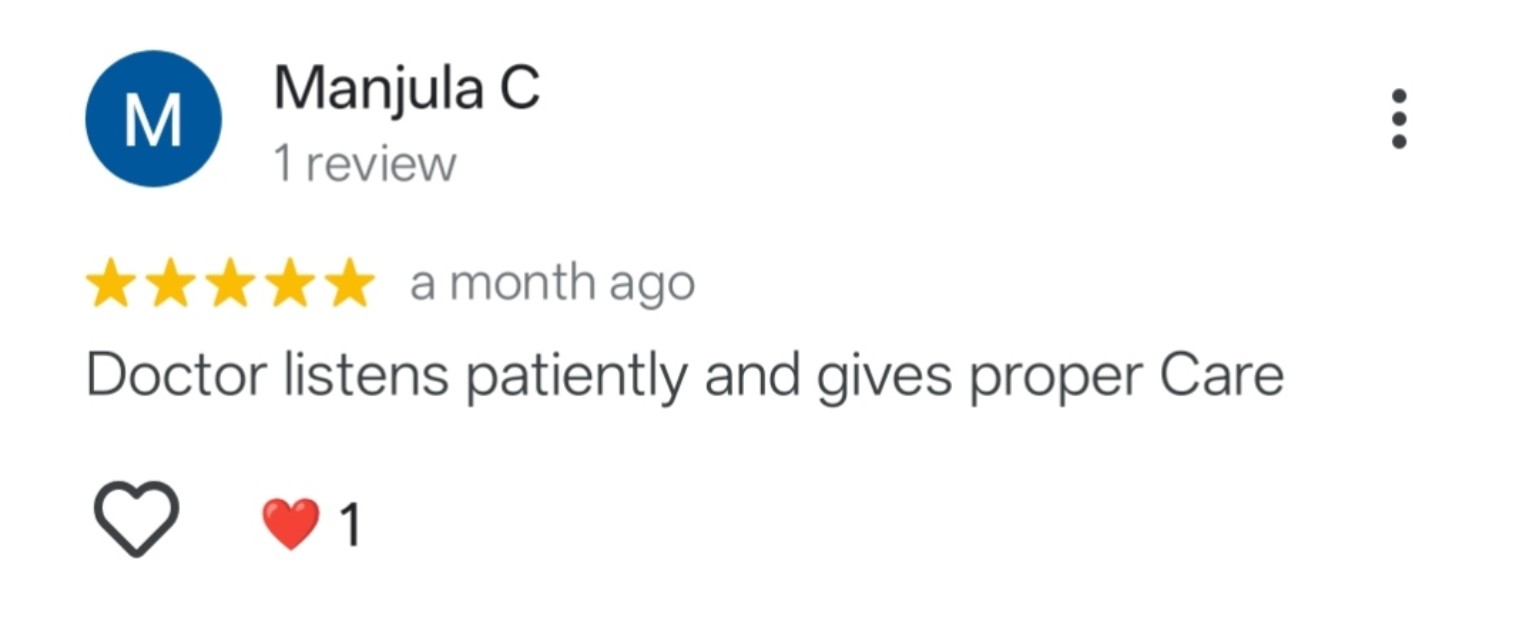 Google review by Manjula C