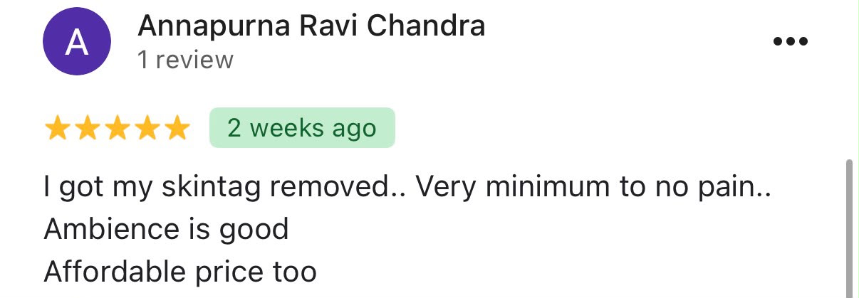 Google review from Annapurna Ravi Chandra