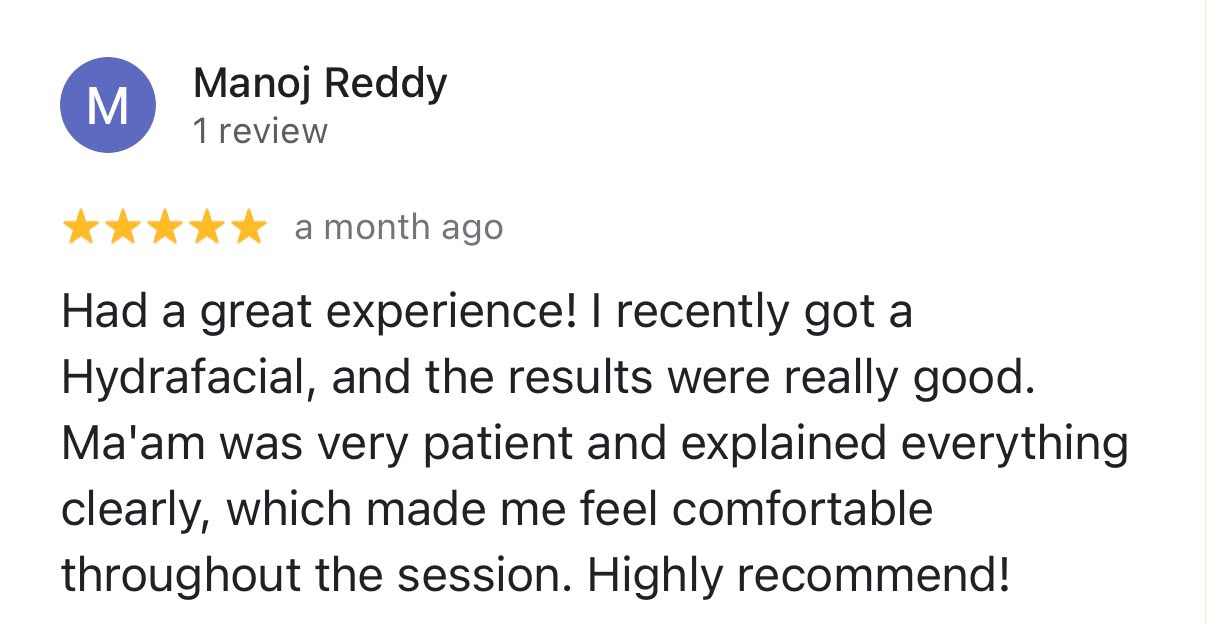 Google review from Manoj Reddy